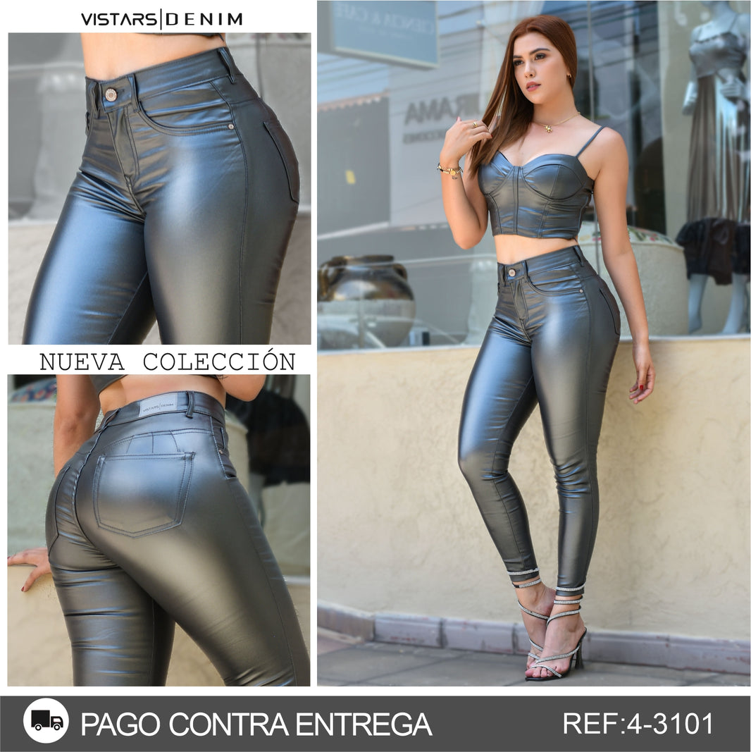 JEANS MUJER CUERINA PLOMO  4-3114