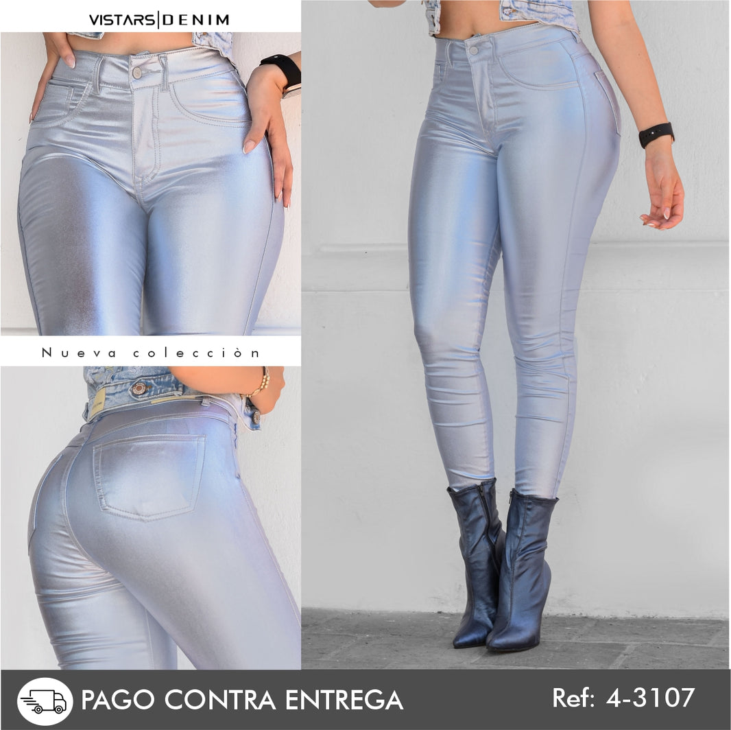 JEANS MUJER CUERINA AZUL PLATINADO  4-3107