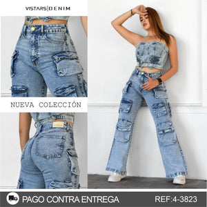 JEANS MUJER CARGO  4-3823