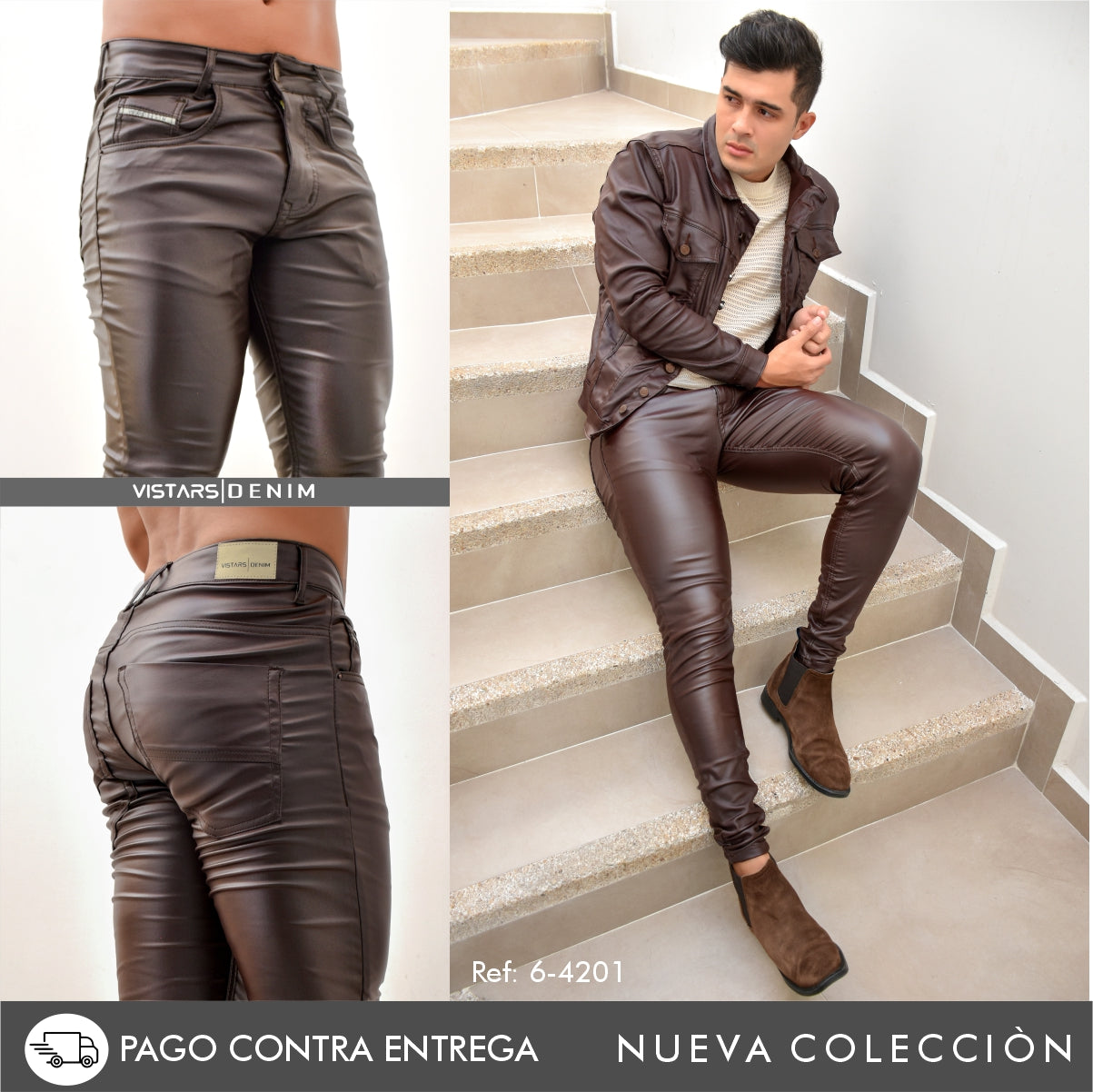 Jeans de cuero hombre hot sale